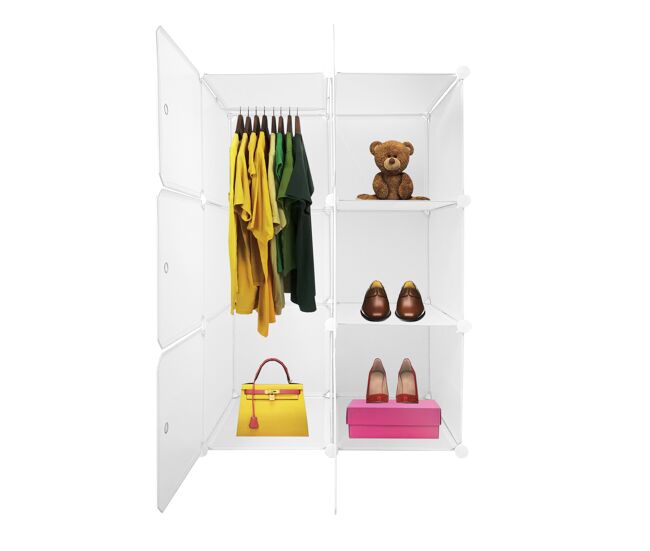 Armario vestidor cube personalizable boxed basic nyana home 6 cubos/puertas organización del hogar perchero zapatero 110x75x47cm blanco
