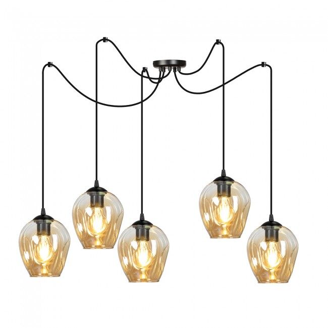 Lámpara colgante maranto ámbar 5 luces marca wonderlamp