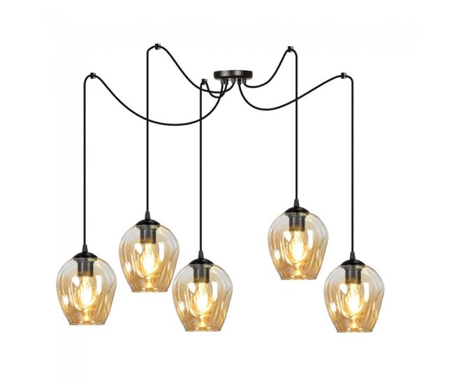 Lámpara colgante maranto ámbar 5 luces marca wonderlamp
