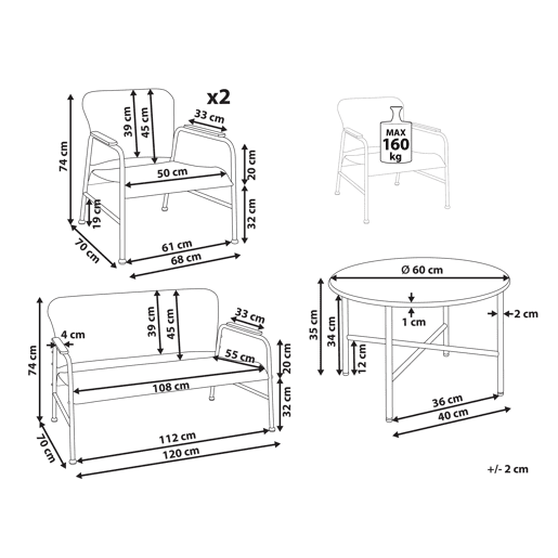 Conjunto de jardim com mesa 4 lugares OFANTO Natural