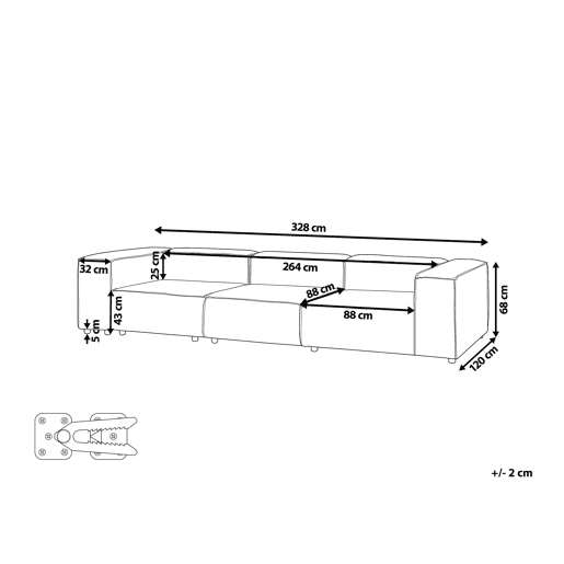 Beliani Sofá modular Bombazine ARDAL Beliani Sofá modular Bombazine ARDAL