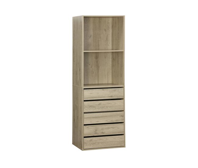 Módulo de vestidor con 5 cajones, modulo, natural, 60x45x180 cm