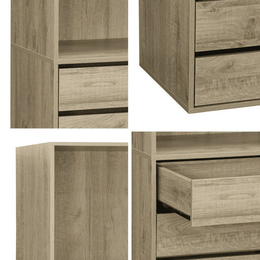 Módulo de roupeiro com 5 gavetas e 2 prateleiras, Modulo, Natural, 60x45x180 cm Módulo de roupeiro com 5 gavetas e 2 prateleiras, Modulo, Natural, 60x45x180 cm