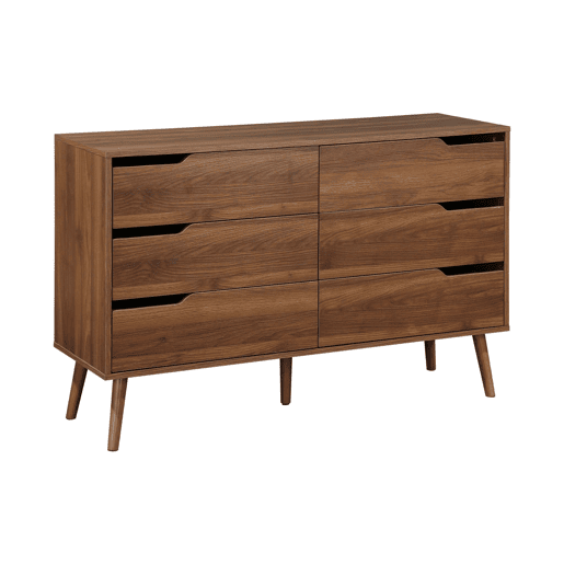 Cómoda em nogueira de 6 gavetas, Nepal, Decoração em madeira de nogueira, 120x40x80 cm