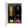 Guarda-roupa em cubo personalizável, caixa básica nyana home 6 cubesportas, organização doméstica, cabideiro, sapateira, 110x75x47cm, preto