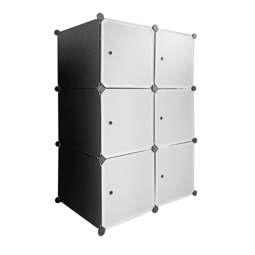 Guarda-roupa em cubo personalizável, caixa básica nyana home 6 cubesportas, organização doméstica, cabideiro, sapateira, 110x75x47cm, preto