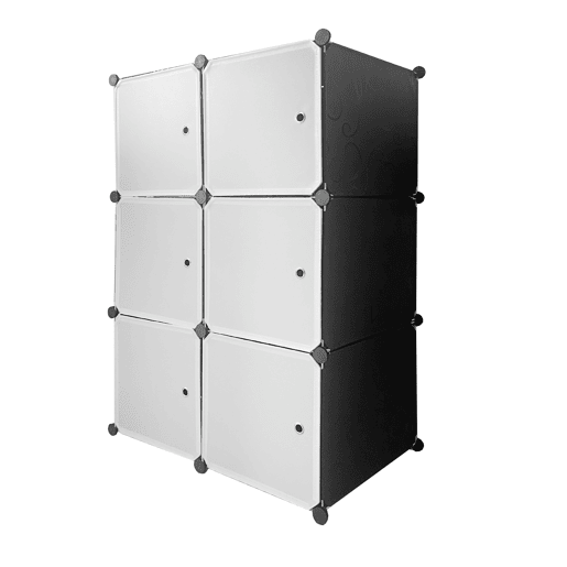 Guarda-roupa em cubo personalizável, caixa básica nyana home 6 cubesportas, organização doméstica, cabideiro, sapateira, 110x75x47cm, preto