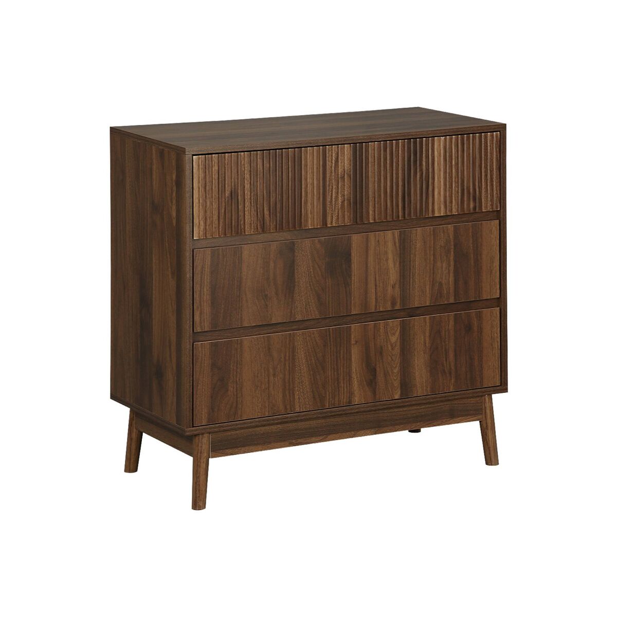 Cómoda con efecto madera, 3 cajones 80 Madera Oscura