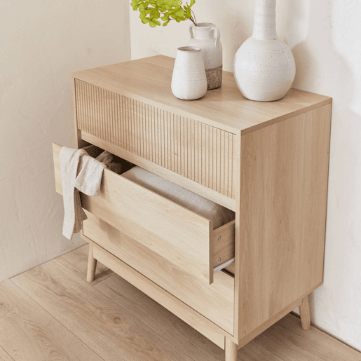Cómoda com efeito de madeira, 3 gavetas, Linear, bois clair, 80x40x80 cm Cómoda com efeito de madeira, 3 gavetas, Linear, bois clair, 80x40x80 cm