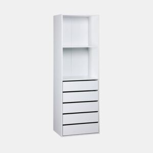 Módulo de roupeiro com 5 gavetas e 2 prateleiras, Modulo, Branco, 60x45x180 cm