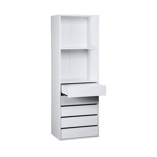 Módulo de roupeiro com 5 gavetas e 2 prateleiras, Modulo, Branco, 60x45x180 cm