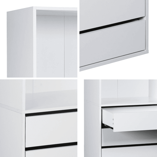 Módulo de roupeiro com 5 gavetas e 2 prateleiras, Modulo, Branco, 60x45x180 cm