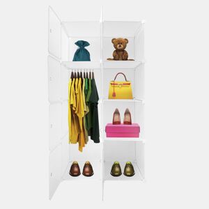 Guarda-roupa em cubo personalizável, caixa simplesmente nyana home 8 cubesportas, organização doméstica, cabideiro, sapateira, 147x75x47cm, branco