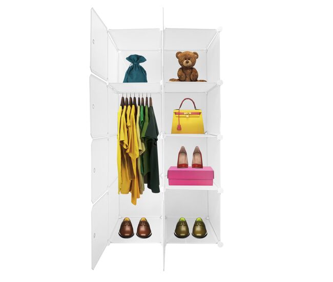 Armario vestidor cube personalizable boxed simply nyana home 8 cubos/puertas organización del hogar perchero zapatero 147x75x47cm blanco