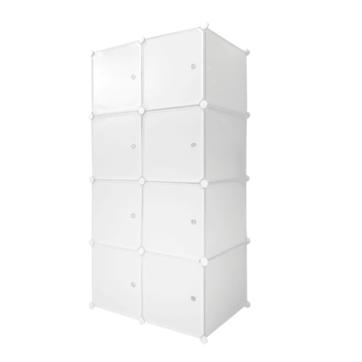 Guarda-roupa em cubo personalizável, caixa simplesmente nyana home 8 cubesportas, organização doméstica, cabideiro, sapateira, 147x75x47cm, branco