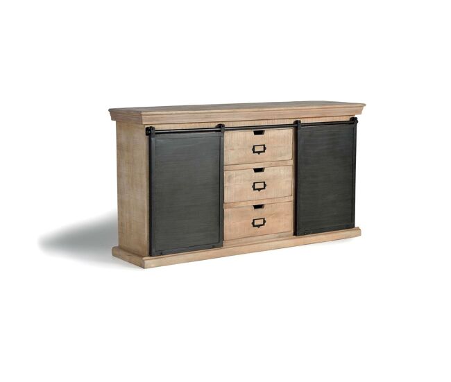 Aparador alexandra house living gris natural madera y metal 160 x 85 x 40 cm
