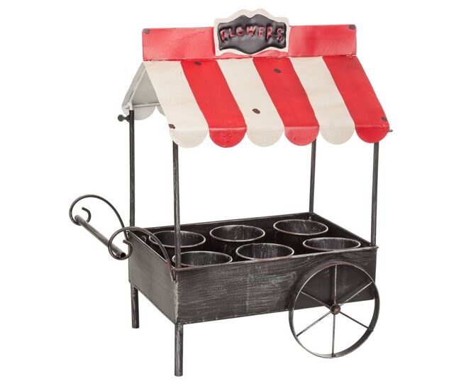 Carrito macetero de metal 43,5x27x52,5