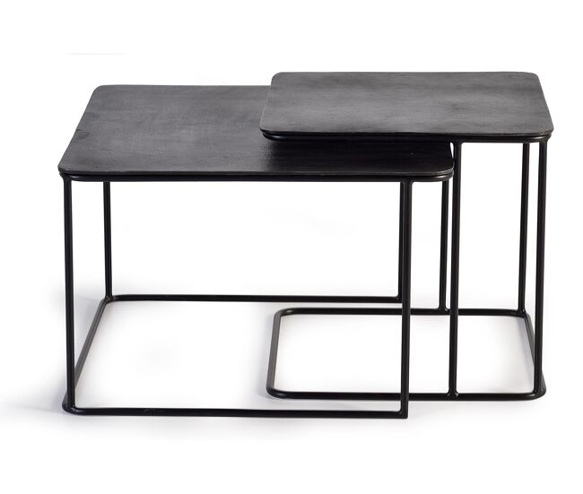 Mesa de café tapa de bronce y patas de metal