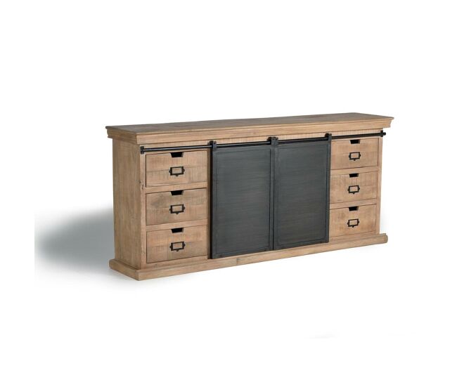 Aparador alexandra house living gris natural madera y metal 190 x 85 x 40 cm