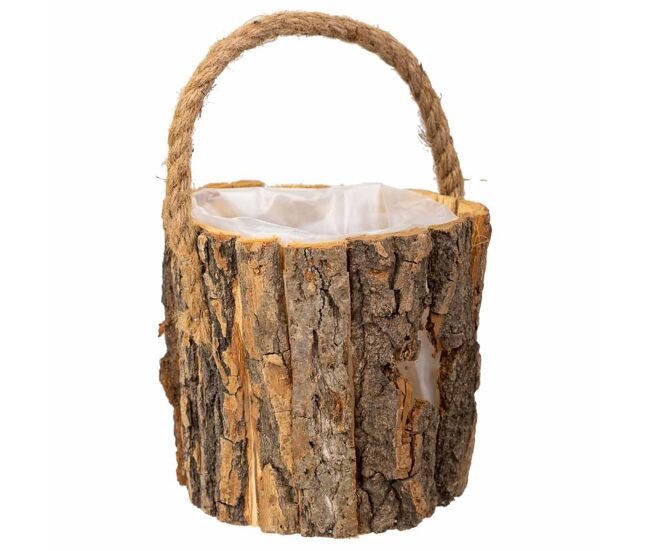 Cesto de madera marrón d13x13