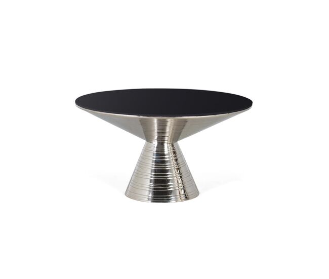 Mesa de centro de cristal templado y base de metal 40x76 cm 40x76x76