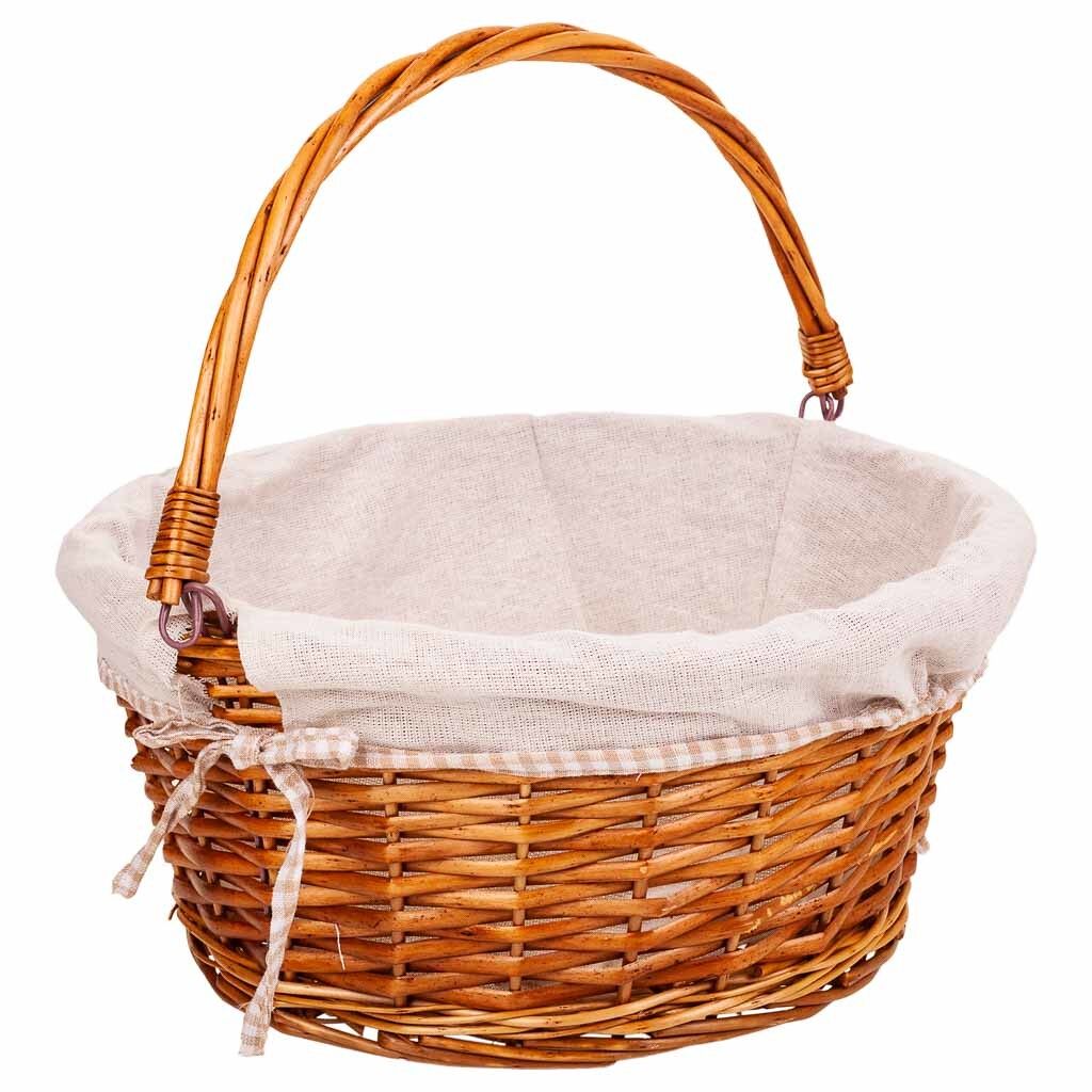Cesta mimbre forrado con asa abatible