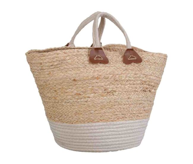 Capazo fibra natural tejido artesanal marrón 33x33x29/40