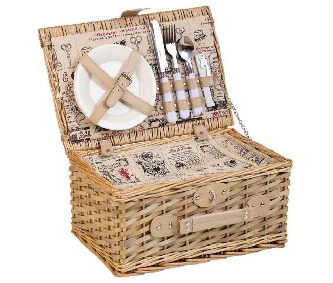 Cesta de picnic marrón 38x26x19