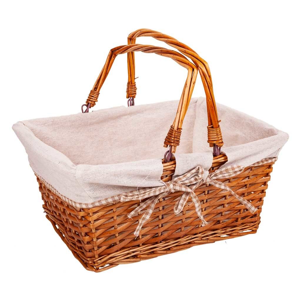 Cesta mimbre forrado con asa abatible