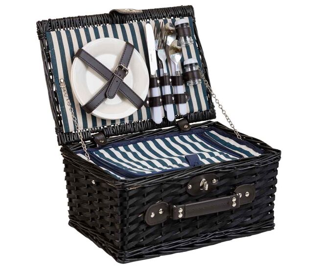 Cesta de picnic azul 38x26x19