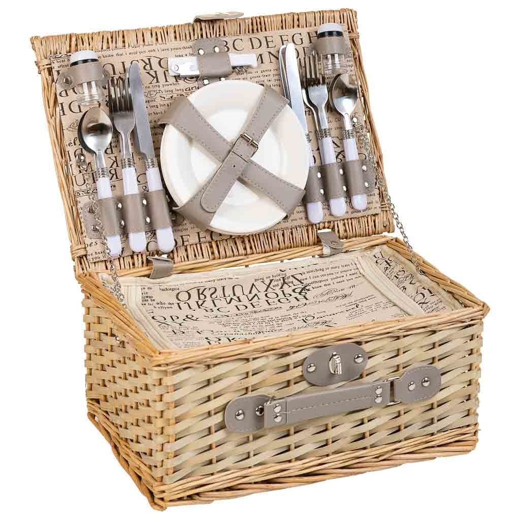 Cesta de picnic en marrón claro 40x28x19