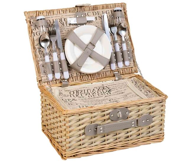 Cesta de picnic en marrón claro 40x28x19
