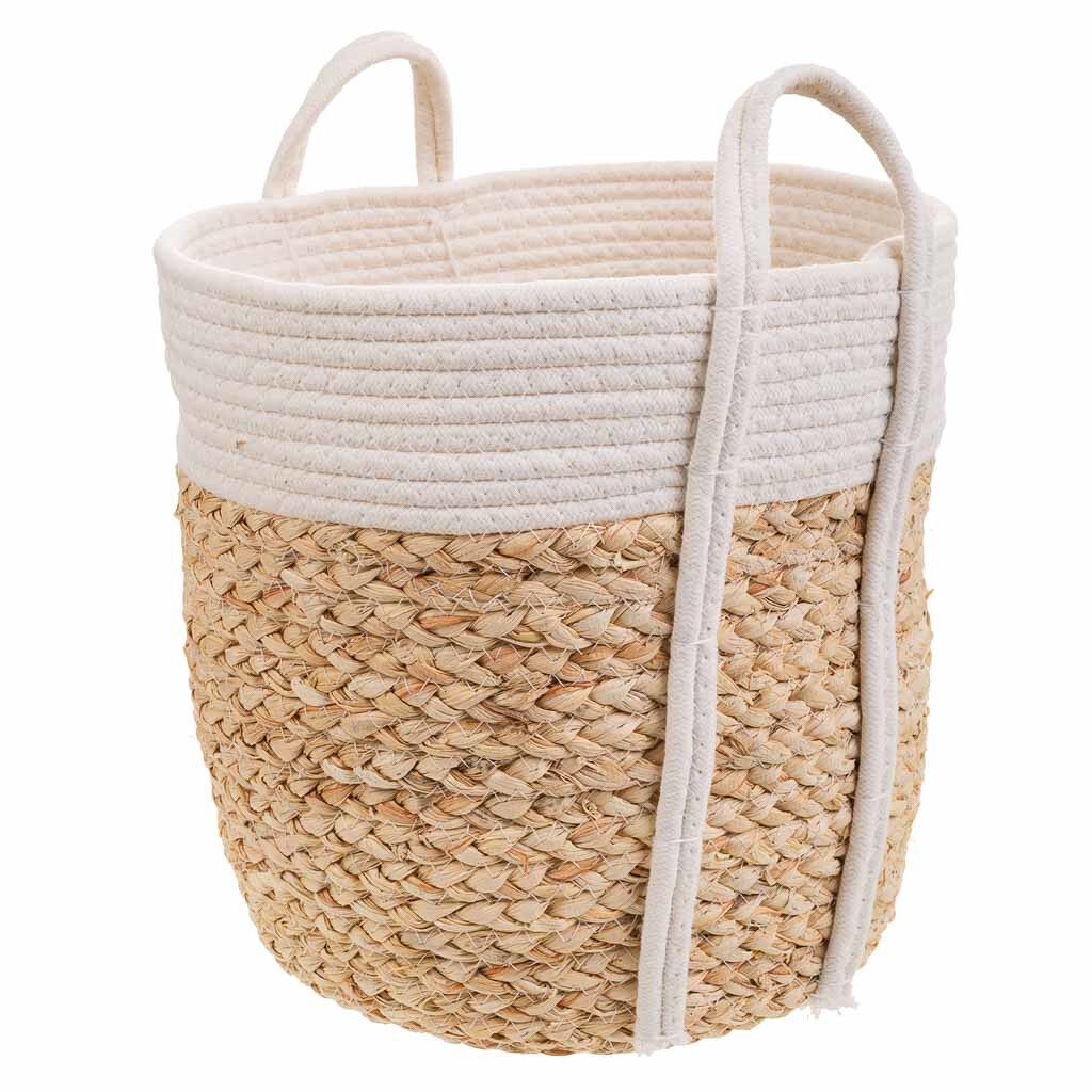 Cesto blanco de cuerda trenzada d30x30