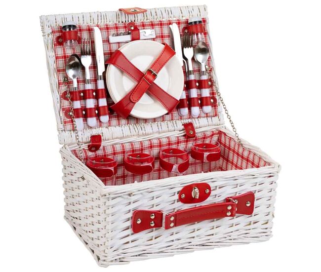 Cesta de picnic blanca 40x28x19