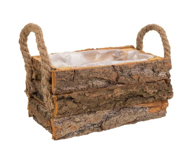 Cesto de madera con asas marrón 18x12x8