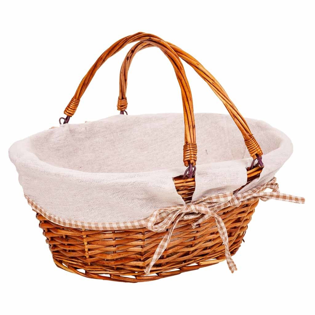 Cesta mimbre forrado con asa abatible