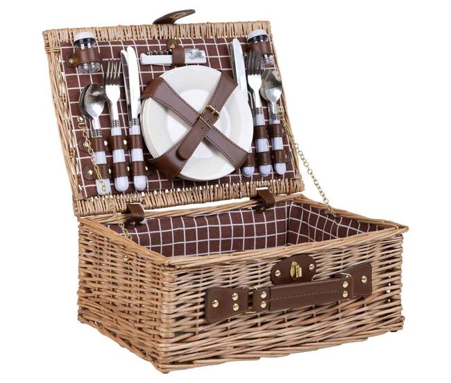 Cesta de picnic marrón 40x28x20