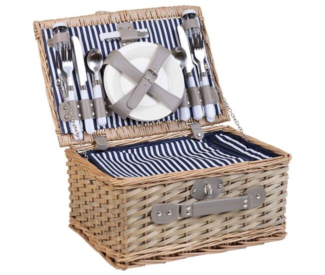 Cesta de picnic azul marino 40x28x19