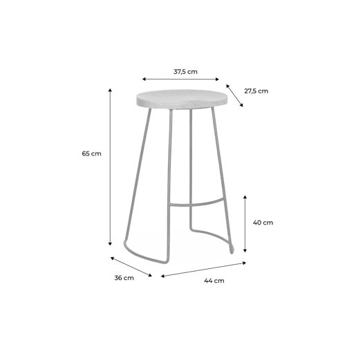 Banco alto de cozinha em madeira, 65cm, set de 4, Jaya, Natural, 44x36x65 cm