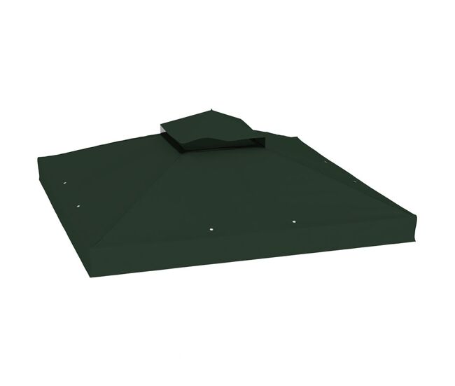 Outsunny techo de repuesto para cenador, 3x3 m, cubierta de repuesto con techo doble, orificios de drenaje y protección upf30+, solo toldo de recambio para pabellón gazebo, verde