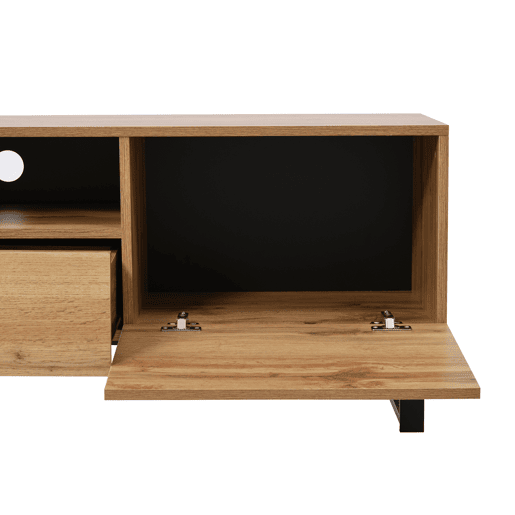 Móvel de TV 190cm de MDF com 2 portas e 2 gavetas,preto+madeira