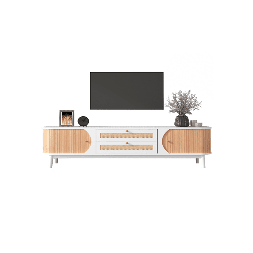 Móvel de TV 170cm de painel de partículas com 2 portas corrediças e 2 gavetas,branco