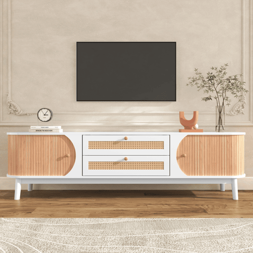 Móvel de TV 170cm de painel de partículas com 2 portas corrediças e 2 gavetas,branco