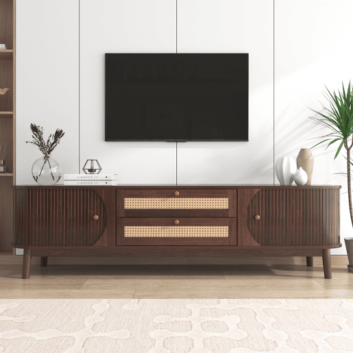 Móvel de TV 170cm de painel de partículas com 2 portas corrediças e 2 gavetas,natural