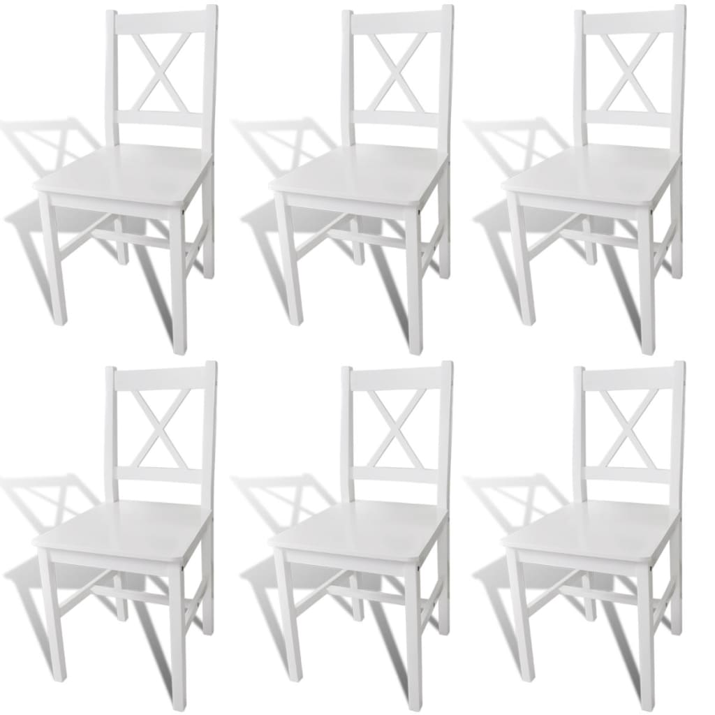 Vidaxl sillas de comedor 6 unidades madera de pino blanco