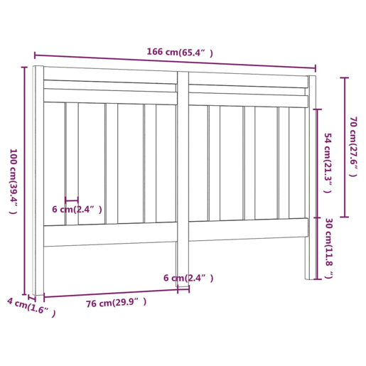 vidaXL Cabeceira de cama 166x4x100 cm pinho maciço cinzento vidaXL Cabeceira de cama 166x4x100 cm pinho maciço cinzento