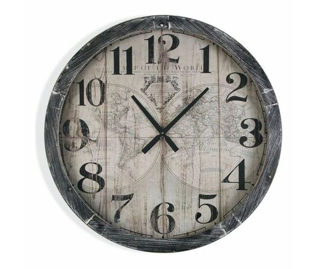 Reloj de pared versa map world madera mdf (6,5 x 76,5 x 76,5 cm)