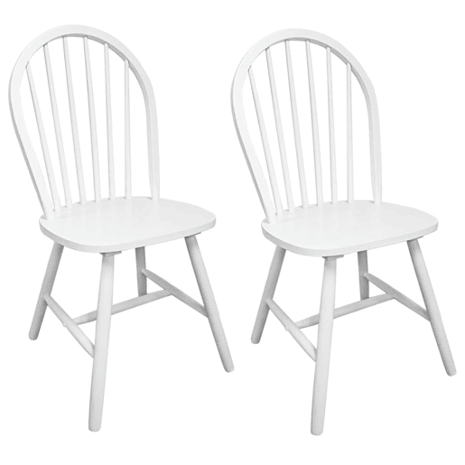 vidaXL Cadeiras de jantar 2 pcs madeira de seringueira maciça branco vidaXL Cadeiras de jantar 2 pcs madeira de seringueira maciça branco