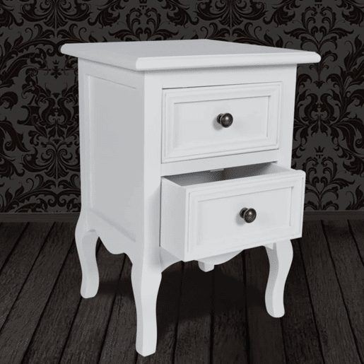 vidaXL Mesa de cabeceira com 2 gavetas MDF branco