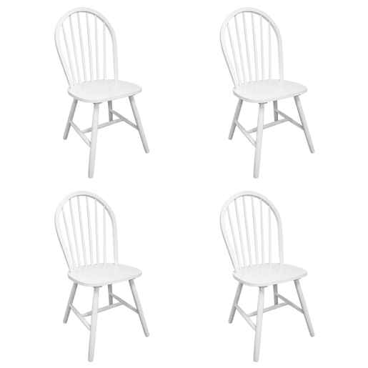 vidaXL Cadeiras de jantar 4 pcs madeira de seringueira maciça branco